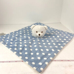 Beansprout Teddy Bear Lovey Security Blanket Plush Dot Blue White Brown Circle